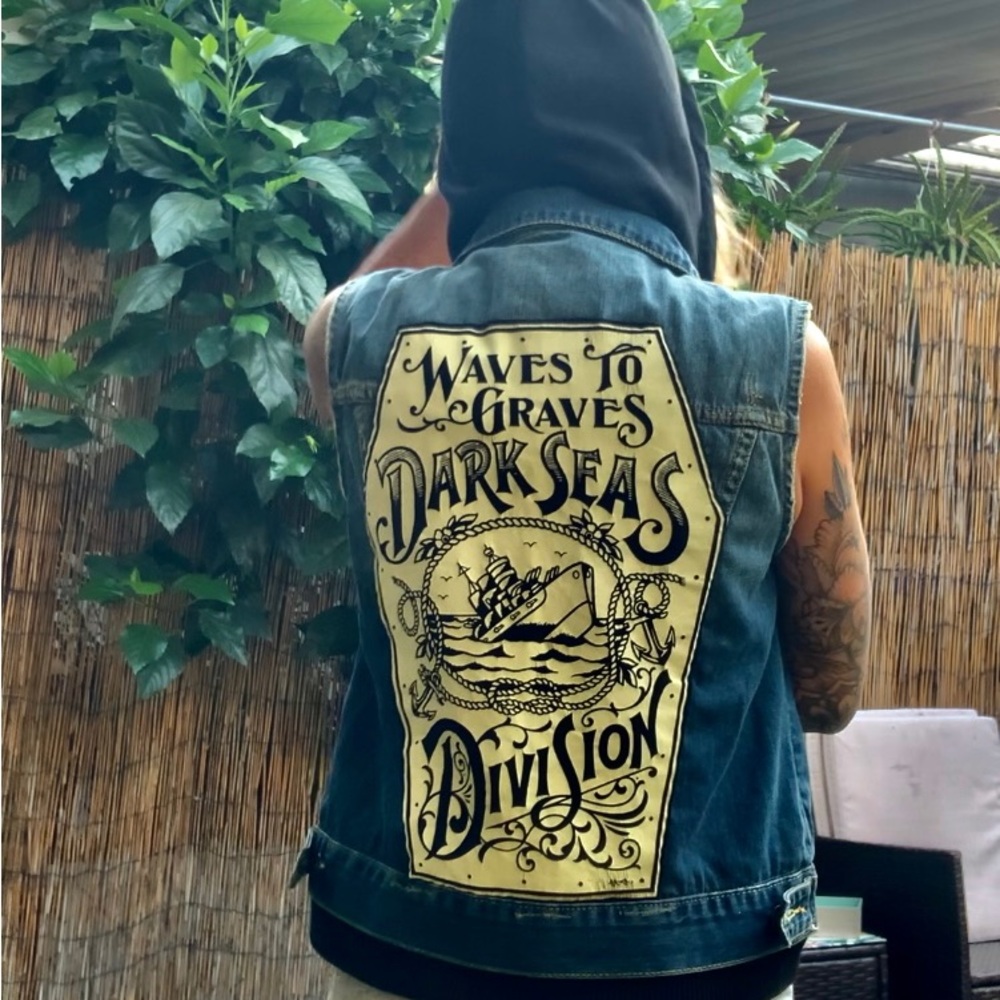 Jean jacket vest with black hoodie